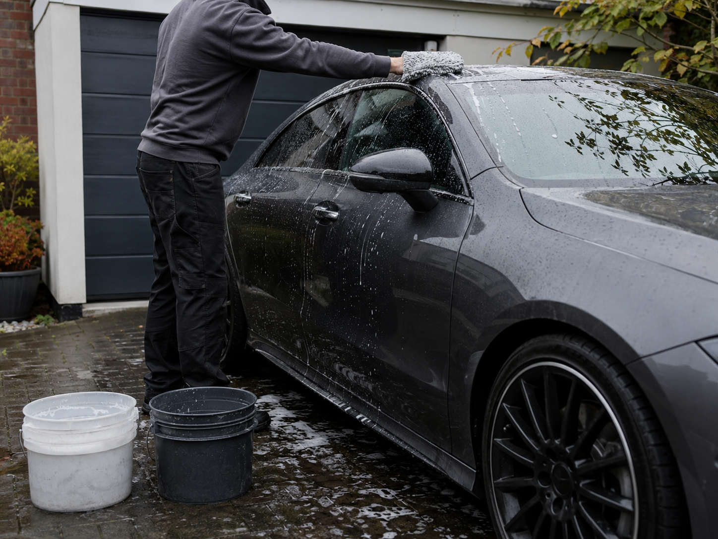 Careful maintenance wash on a ceramic coated car